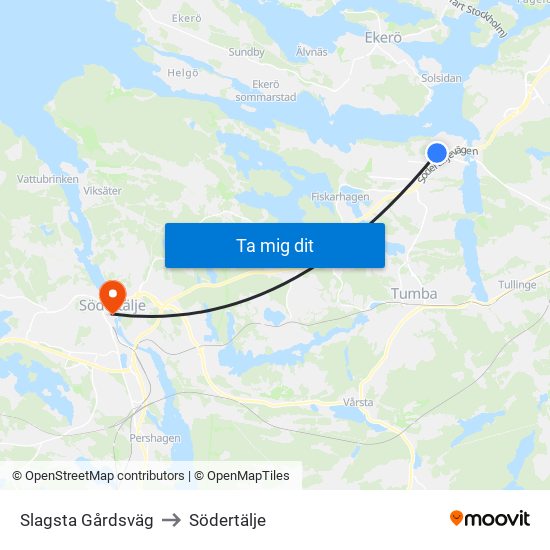 Slagsta Gårdsväg to Södertälje map