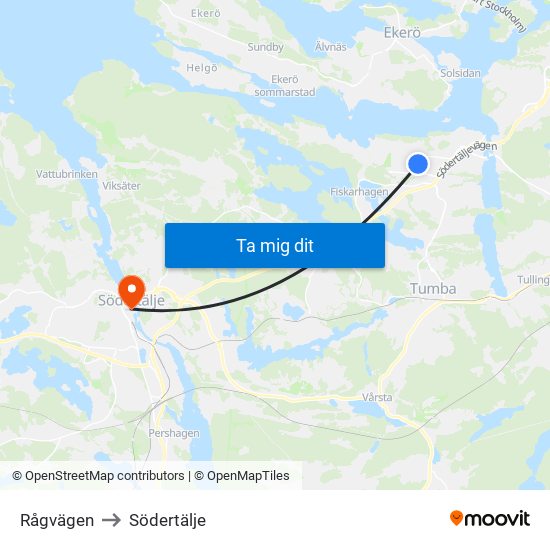 Rågvägen to Södertälje map