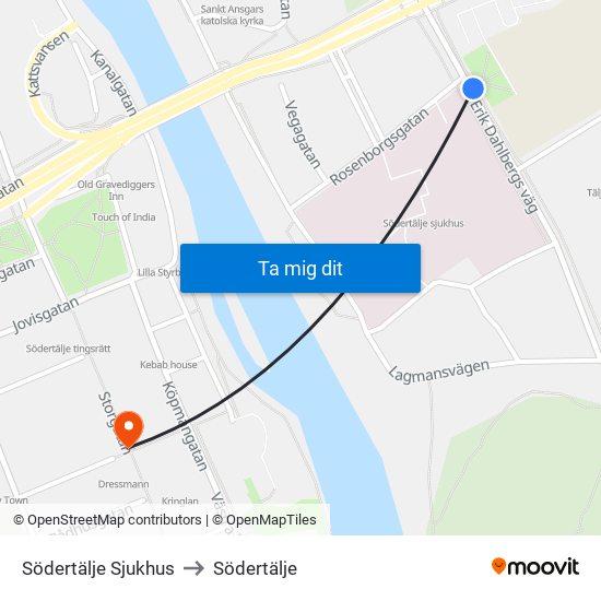 Södertälje Sjukhus to Södertälje map