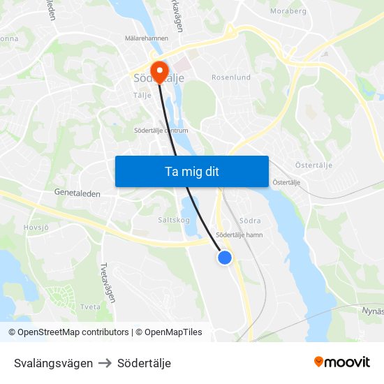 Svalängsvägen to Södertälje map