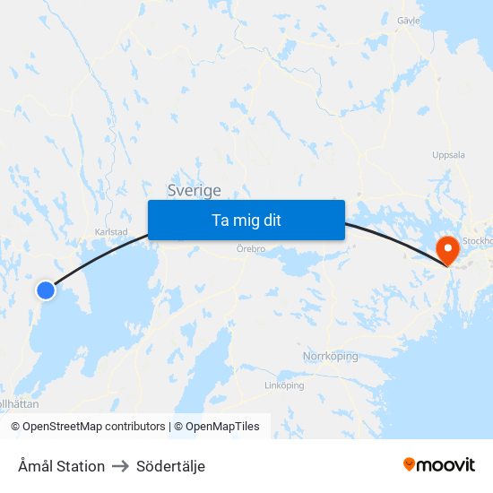 Åmål Station to Södertälje map