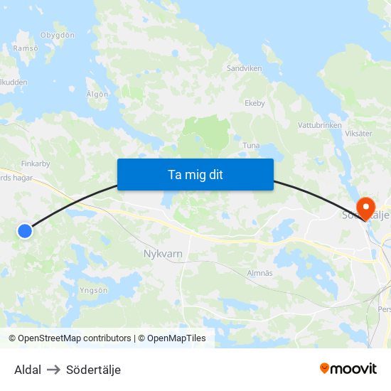 Aldal to Södertälje map
