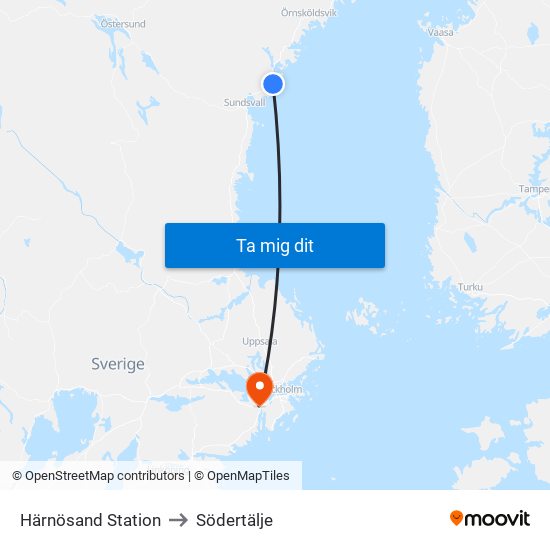 Härnösand Station to Södertälje map