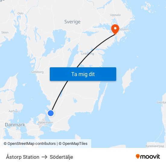 Åstorp Station to Södertälje map