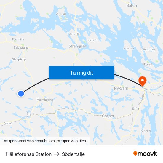 Hälleforsnäs Station to Södertälje map