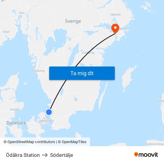 Ödåkra Station to Södertälje map