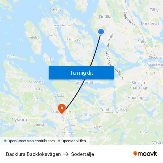 Backlura Backlöksvägen to Södertälje map