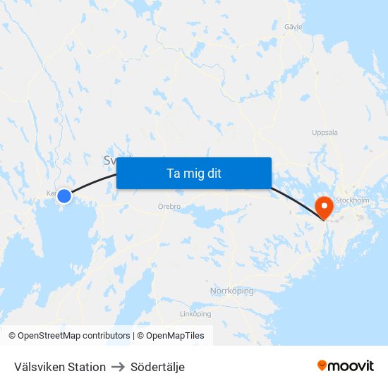 Välsviken Station to Södertälje map