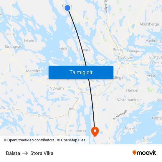 Bålsta to Stora Vika map
