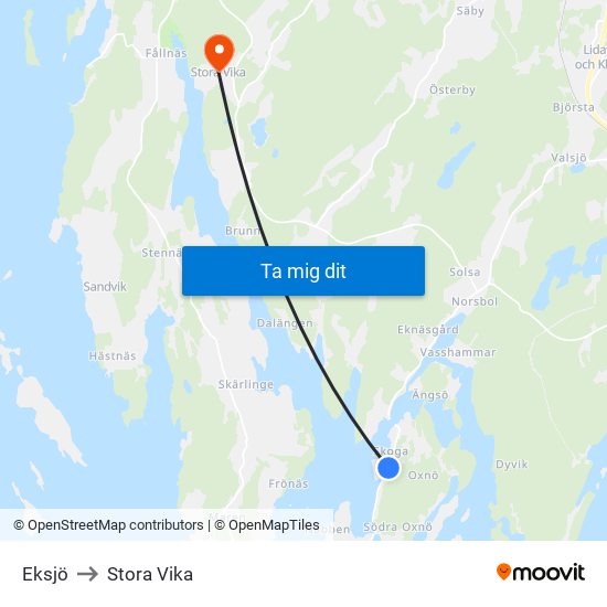 Eksjö to Stora Vika map
