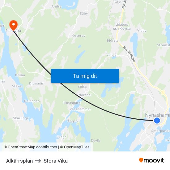Alkärrsplan to Stora Vika map