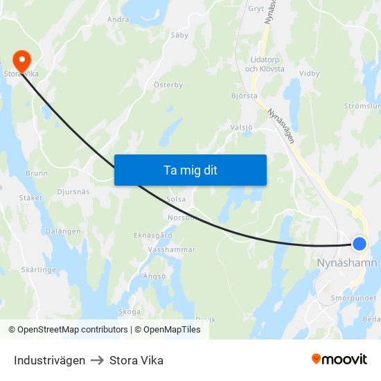 Industrivägen to Stora Vika map