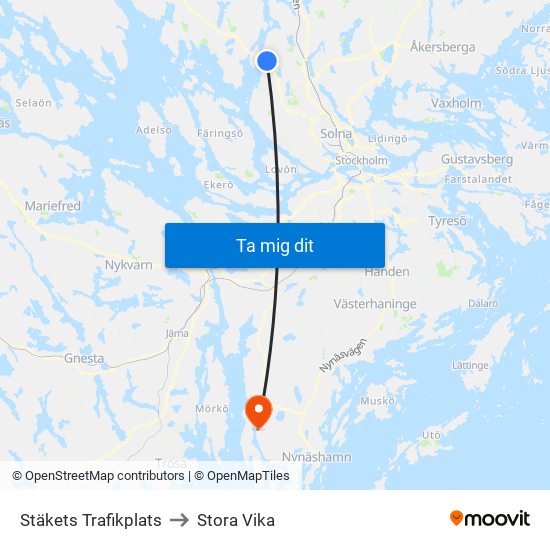 Stäkets Trafikplats to Stora Vika map