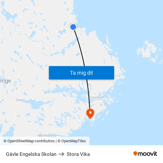 Gävle Engelska Skolan to Stora Vika map
