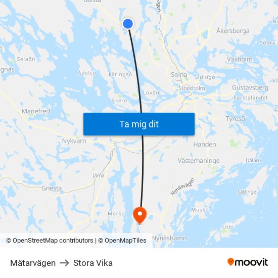 Mätarvägen to Stora Vika map