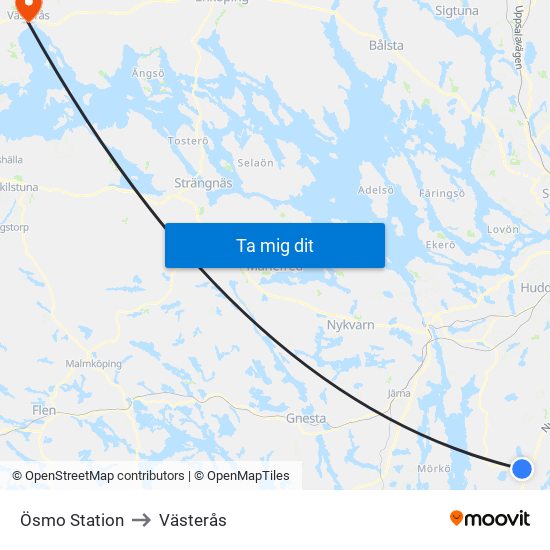 Ösmo Station to Västerås map