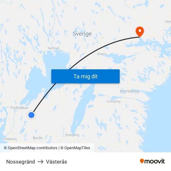 Nossegränd to Västerås map