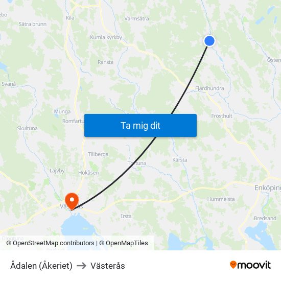 Ådalen (Åkeriet) to Västerås map