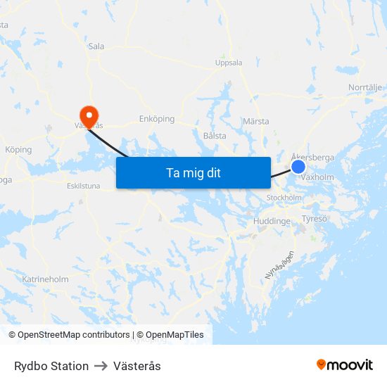 Rydbo Station to Västerås map