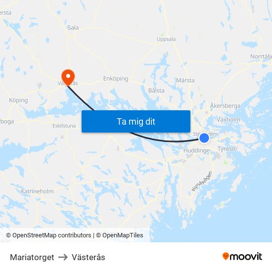 Mariatorget to Västerås map