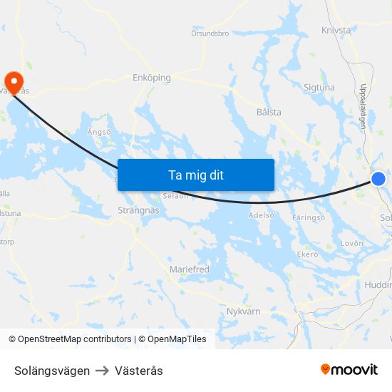 Solängsvägen to Västerås map