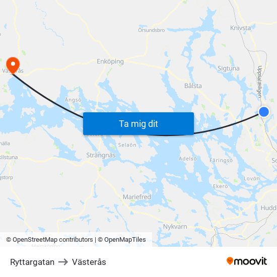 Ryttargatan to Västerås map