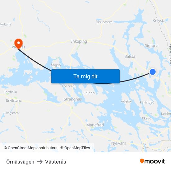 Örnäsvägen to Västerås map
