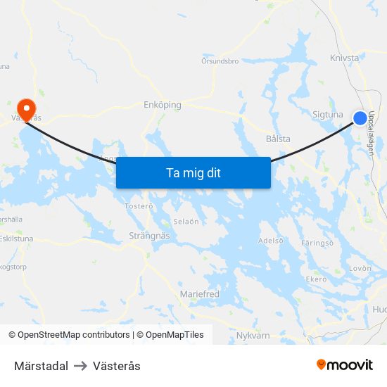 Märstadal to Västerås map