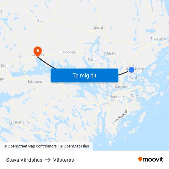 Stava Värdshus to Västerås map