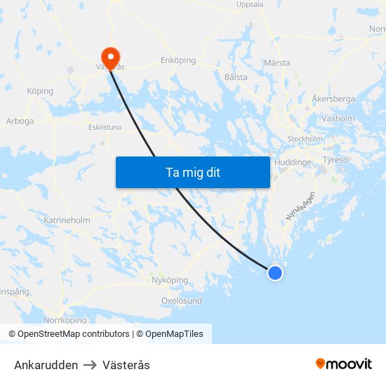 Ankarudden to Västerås map