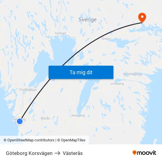 Göteborg Korsvägen to Västerås map