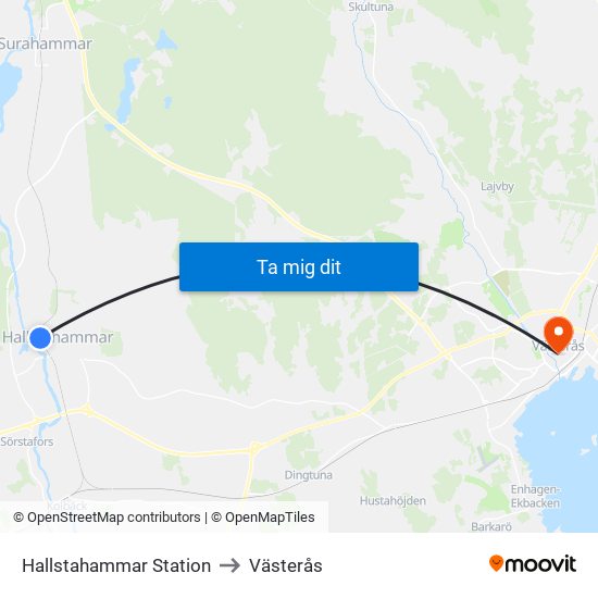 Hallstahammar Station to Västerås map