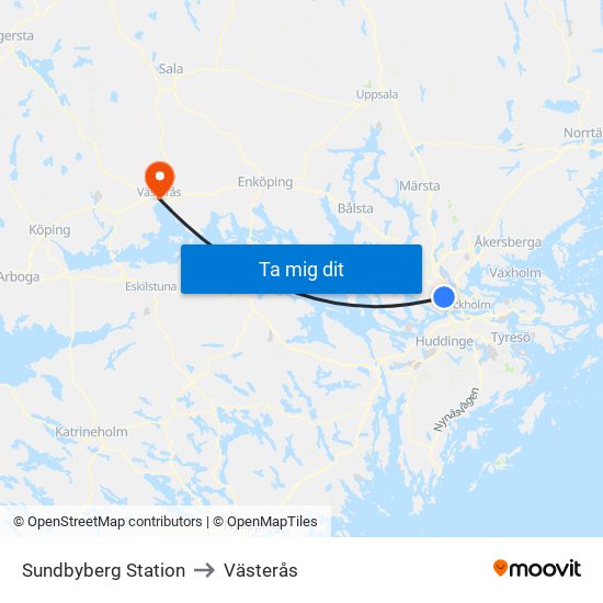 Sundbyberg Station to Västerås map