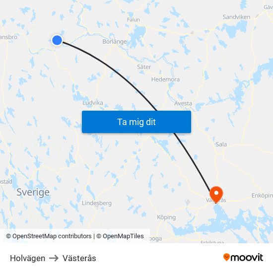 Holvägen to Västerås map