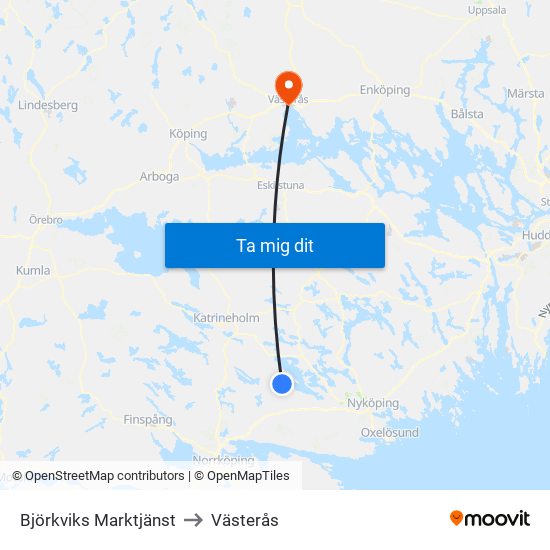 Björkviks Marktjänst to Västerås map