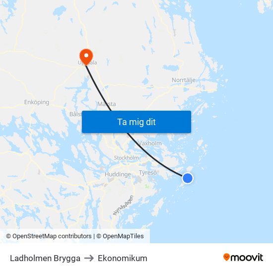 Ladholmen Brygga to Ekonomikum map