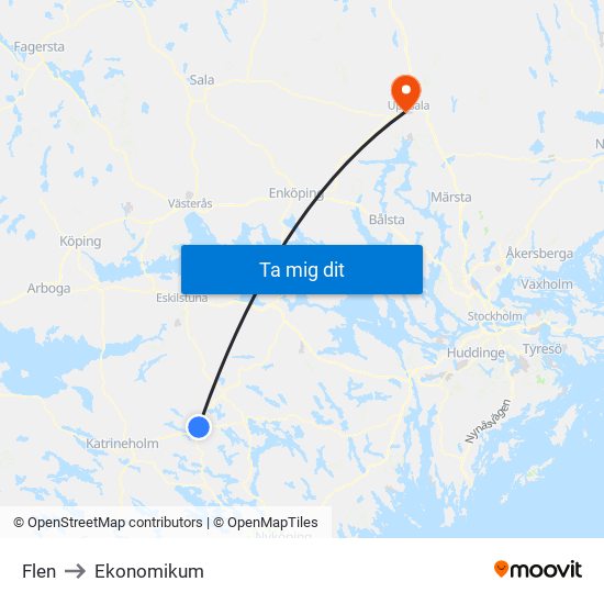 Flen to Ekonomikum map