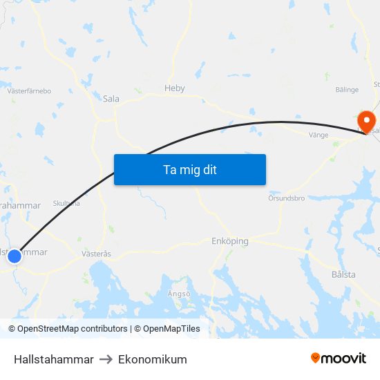 Hallstahammar to Ekonomikum map