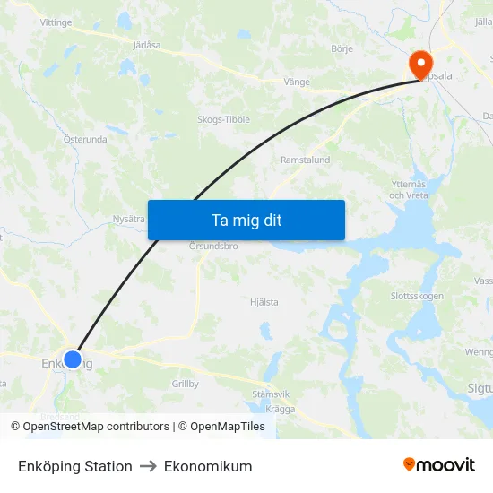Enköping Station to Ekonomikum map