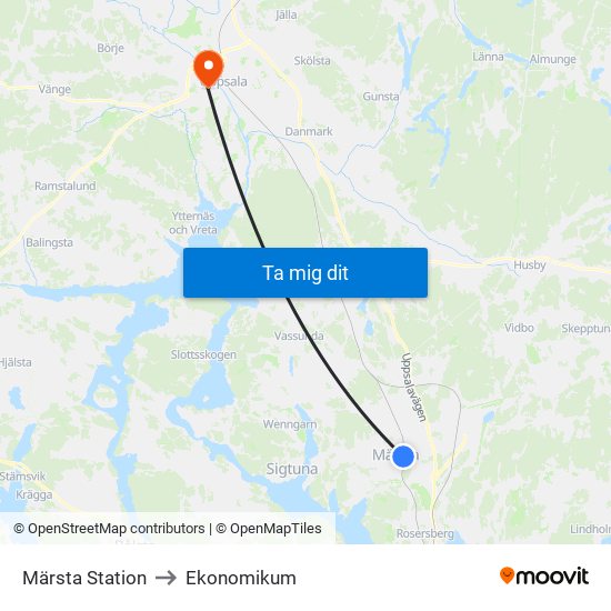 Märsta Station to Ekonomikum map