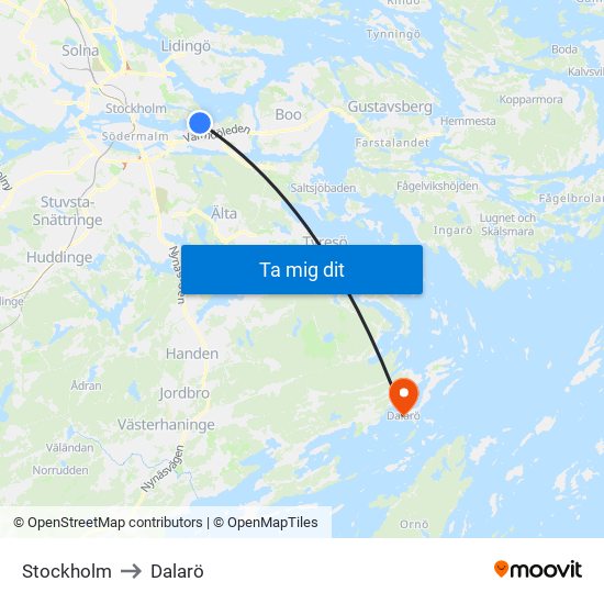 Stockholm to Dalarö map