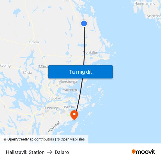 Hallstavik Station to Dalarö map