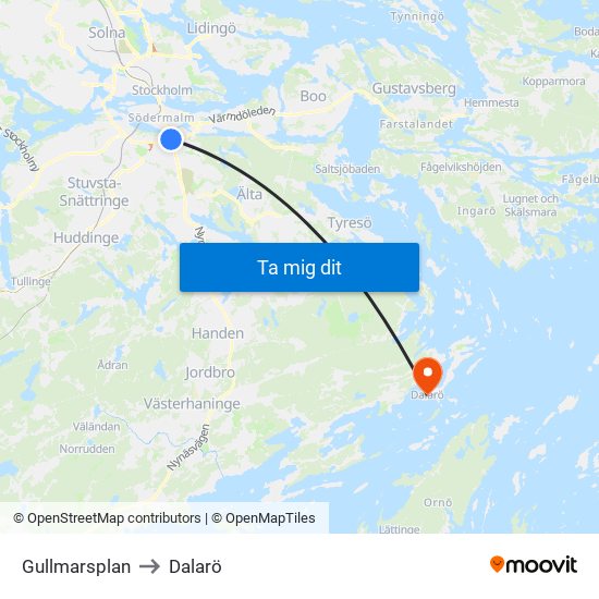 Gullmarsplan to Dalarö map