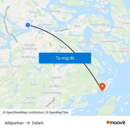 Alléparken to Dalarö map