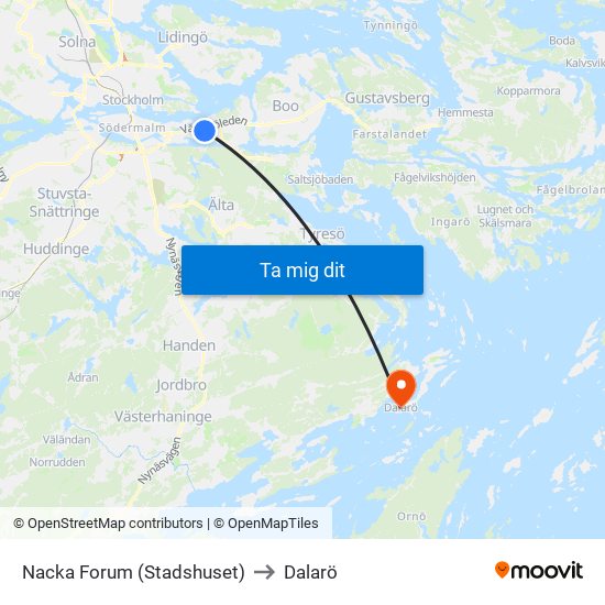 Nacka Forum (Stadshuset) to Dalarö map