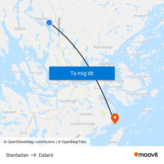 Stenladan to Dalarö map