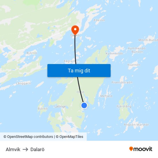 Almvik to Dalarö map