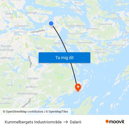 Kummelbergets Industriområde to Dalarö map