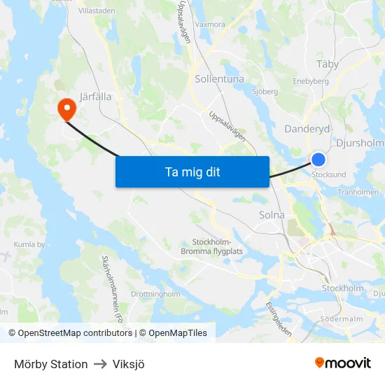 Mörby Station to Viksjö map