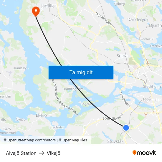 Älvsjö Station to Viksjö map